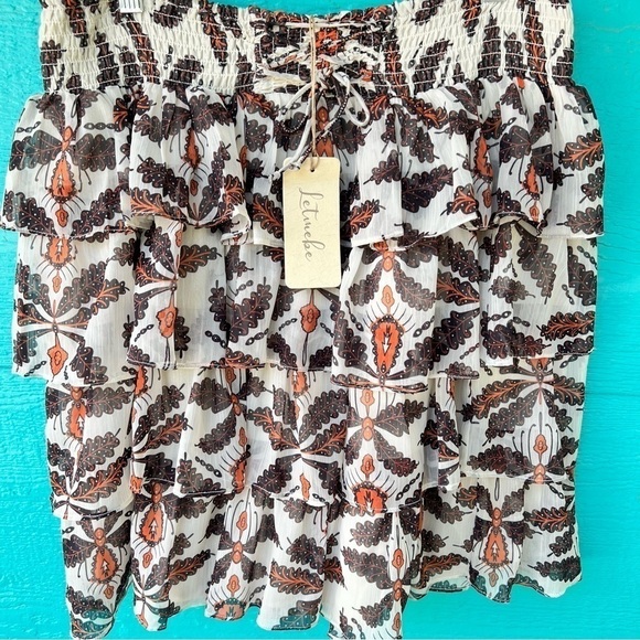 ANTHRO LET ME BE RUFFLE SHEER TIERED FOREST FAIRY FLORAL MINI SKIRT XL NWT - Picture 14 of 16